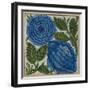 Large Blue Flower Watercolor Tile Design by William de Morgan-Stapleton Collection-Framed Giclee Print