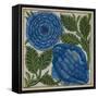 Large Blue Flower Watercolor Tile Design by William de Morgan-Stapleton Collection-Framed Stretched Canvas