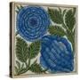 Large Blue Flower Watercolor Tile Design by William de Morgan-Stapleton Collection-Stretched Canvas