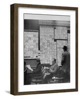 Large Board Containing Small Hand Written Pieces of Paper Announcing Various Jobs and the Salaries-Al Fenn-Framed Photographic Print