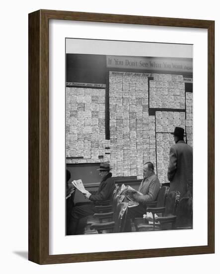 Large Board Containing Small Hand Written Pieces of Paper Announcing Various Jobs and the Salaries-Al Fenn-Framed Photographic Print