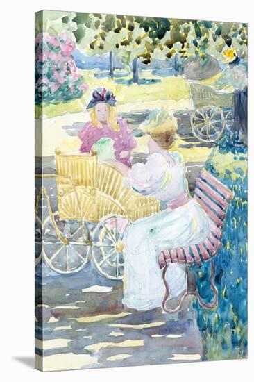 Large Boston Public Garden Sketchbook: Mothers and children in the park.-Maurice Brazil Prendergast-Stretched Canvas