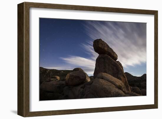 Large Boulders Backdropped by Stars and Clouds, California-null-Framed Photographic Print