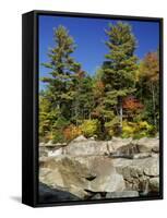 Large Boulders in the Swift River, Kancamagus Highway, New Hampshire, New England, USA-Amanda Hall-Framed Stretched Canvas