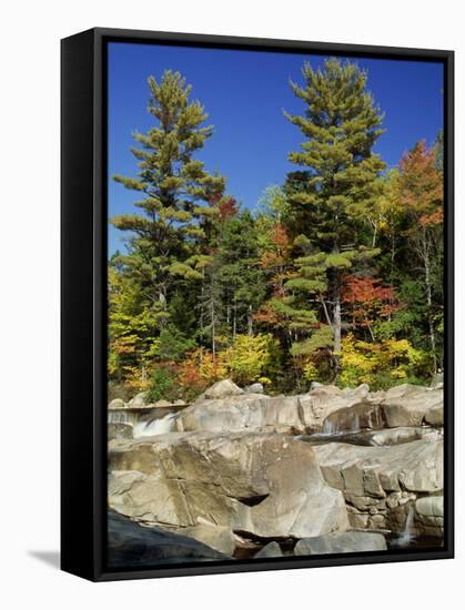 Large Boulders in the Swift River, Kancamagus Highway, New Hampshire, New England, USA-Amanda Hall-Framed Stretched Canvas