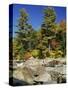 Large Boulders in the Swift River, Kancamagus Highway, New Hampshire, New England, USA-Amanda Hall-Stretched Canvas