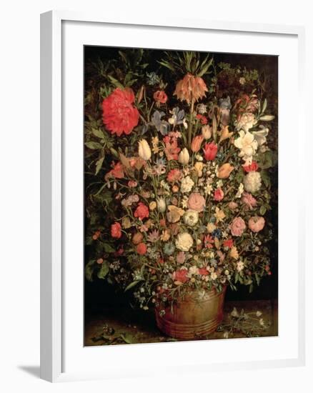 Large Bouquet of Flowers in a Wooden Tub, 1606-07-Jan Brueghel the Elder-Framed Giclee Print