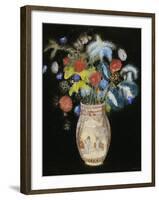 Large Bouquet on a Black Background, circa 1910-Odilon Redon-Framed Giclee Print