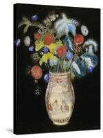 Large Bouquet on a Black Background, circa 1910-Odilon Redon-Stretched Canvas