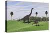 Large Brachiosaurus and a Gigantoraptor in a Grassy Field-null-Stretched Canvas