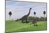 Large Brachiosaurus and a Gigantoraptor in a Grassy Field-null-Mounted Premium Giclee Print