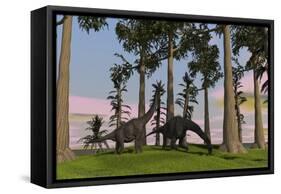 Large Brachiosaurus Dinosaurs Grazing Among Trees-null-Framed Stretched Canvas
