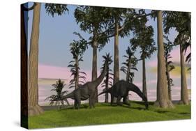 Large Brachiosaurus Dinosaurs Grazing Among Trees-null-Stretched Canvas