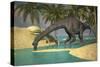 Large Brachiosaurus Drinking Water from a Stream-null-Stretched Canvas