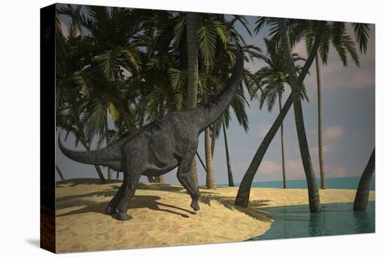 Large Brachiosaurus Grazing at the Water's Edge-null-Stretched Canvas