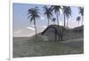 Large Brachiosaurus Grazing at the Water's Edge-null-Framed Art Print