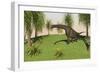 Large Brachiosaurus Grazing in a Grassy Field-null-Framed Art Print
