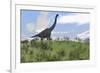 Large Brachiosaurus Grazing in an Open Field-null-Framed Art Print