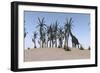 Large Brachiosaurus Grazing on an Island-null-Framed Art Print