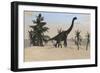 Large Brachiosaurus in a Tropical Environment-null-Framed Premium Giclee Print