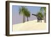 Large Brachiosaurus in a Tropical Environment-null-Framed Art Print