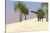 Large Brachiosaurus in a Tropical Environment-null-Stretched Canvas