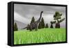 Large Brachiosaurus in an Open Field-null-Framed Stretched Canvas