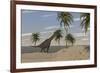 Large Brachiosaurus Roaming an Tropical Climate Landscape-null-Framed Art Print