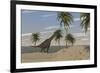 Large Brachiosaurus Roaming an Tropical Climate Landscape-null-Framed Art Print