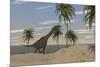 Large Brachiosaurus Roaming an Tropical Climate Landscape-null-Mounted Art Print