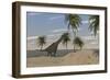 Large Brachiosaurus Roaming an Tropical Climate Landscape-null-Framed Art Print