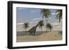 Large Brachiosaurus Roaming an Tropical Climate Landscape-null-Framed Art Print