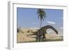 Large Brachiosaurus Walking Along the Water's Edge-null-Framed Art Print