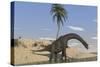 Large Brachiosaurus Walking Along the Water's Edge-null-Stretched Canvas