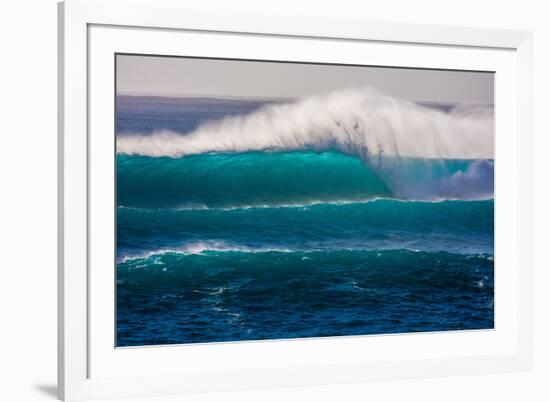 Large breaking wave, West Oahu, Hawaii-Mark A Johnson-Framed Photographic Print