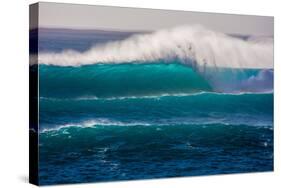Large breaking wave, West Oahu, Hawaii-Mark A Johnson-Stretched Canvas