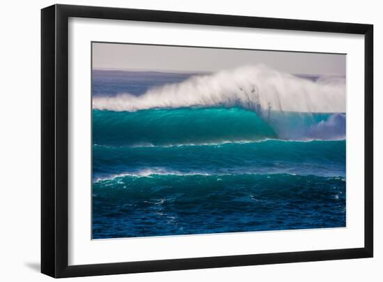 Large breaking wave, West Oahu, Hawaii-Mark A Johnson-Framed Photographic Print