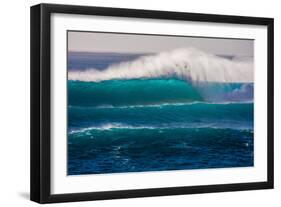 Large breaking wave, West Oahu, Hawaii-Mark A Johnson-Framed Photographic Print