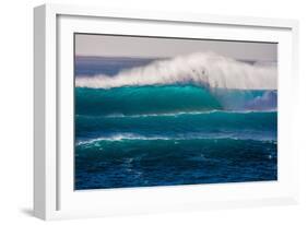 Large breaking wave, West Oahu, Hawaii-Mark A Johnson-Framed Photographic Print