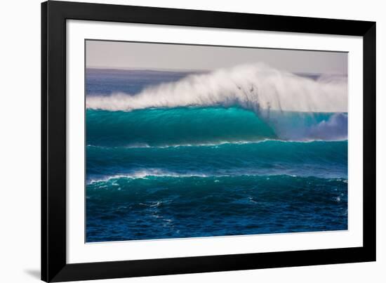 Large breaking wave, West Oahu, Hawaii-Mark A Johnson-Framed Photographic Print