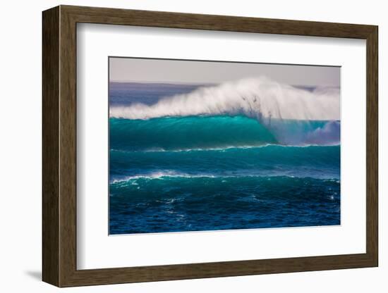 Large breaking wave, West Oahu, Hawaii-Mark A Johnson-Framed Photographic Print