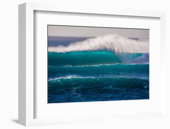 Large breaking wave, West Oahu, Hawaii-Mark A Johnson-Framed Photographic Print