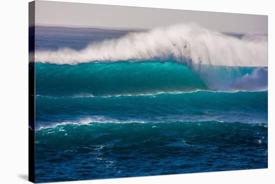 Large breaking wave, West Oahu, Hawaii-Mark A Johnson-Stretched Canvas