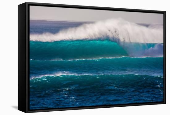 Large breaking wave, West Oahu, Hawaii-Mark A Johnson-Framed Stretched Canvas