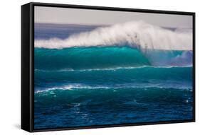 Large breaking wave, West Oahu, Hawaii-Mark A Johnson-Framed Stretched Canvas