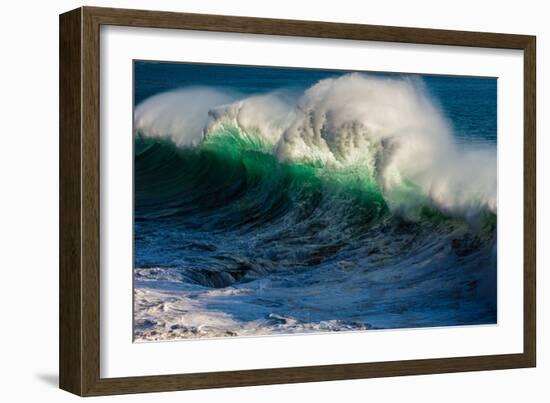 Large breaking wave, West Oahu, Hawaii-Mark A Johnson-Framed Photographic Print