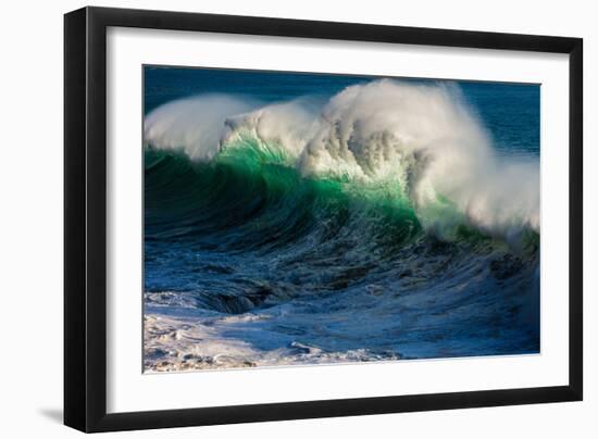 Large breaking wave, West Oahu, Hawaii-Mark A Johnson-Framed Photographic Print