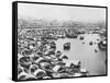 Large Collection of Boats in Singapore Harbor-null-Framed Stretched Canvas