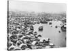 Large Collection of Boats in Singapore Harbor-null-Stretched Canvas