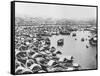 Large Collection of Boats in Singapore Harbor-null-Framed Stretched Canvas
